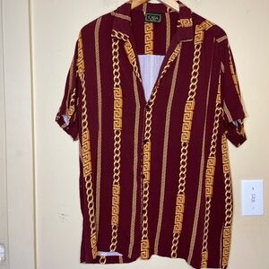 Men's Gold Chains Patterned Button up short sleeve Shirt